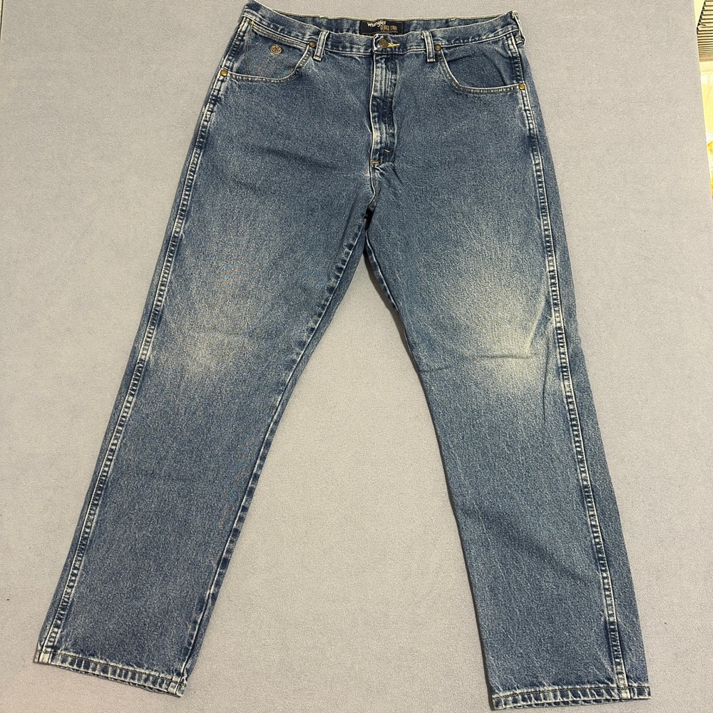 Wrangler George Straight Leg Jeans Mid-Rise Medium Wash Blue Mens Size 38 x‎ 34